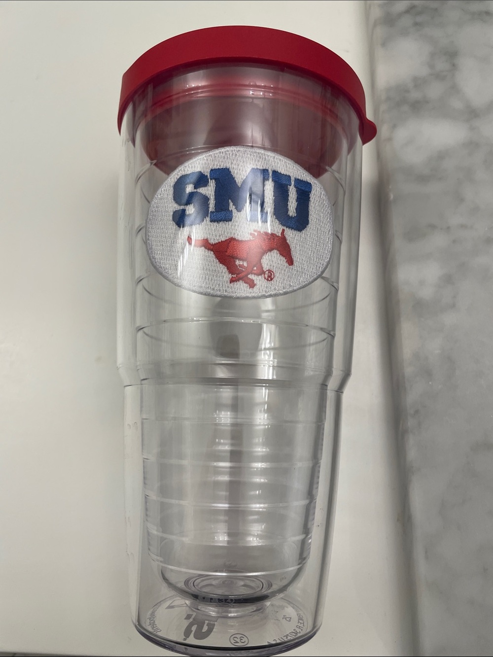 SMU Clear Tumbler with Red Lid